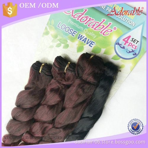 Wholesale Cheap Loose Wave 4pcs Synthetic Hair wtih Braid 18" to 22" in a pack